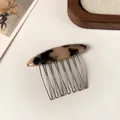 Pettine per capelli vintage in acetato tartarugato con dieci denti in metallo - Tartarugato Chiaro
