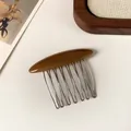 Pettine per capelli minimalista in acetato marrone con 10 denti in metallo argento - Caffè Chiaro