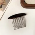 Pettine per capelli fatto a mano in acetato tartarugato con dieci denti in metallo argento - Pettine Marrone Scuro