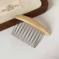 Champagne resin handmade hair comb with twelve durable silver metal teeth for styling - Beige Oval Hair Comb