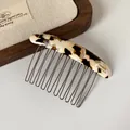 Elegant tortoise shell marble hair comb with 14 metal teeth in French vintage style - Milk Coffee Oval Hair Comb