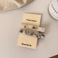Barrettes à cheveux minimalistes en acétate avec motif marbre élégant noir et gris - Gris et Blanc