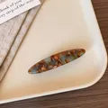 Blue and brown acetate hair clip with marble pattern and gold handmade lettering - Green & Brown