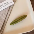 Olive green acetate spring hair clip with handmade engraving for a vintage style - Green Striped
