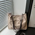 Aprikosenfarbene Tragetasche mit Katzenstickerei und Kettenriemen für Damen - Stil 4 (Beige Bestickte Katze Kette Tragetasche)