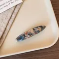 Acetate hair clip with colorful marble pattern and gold France Handmade lettering - Blue Pattern Stone