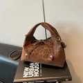 Sac à main imprimé léopard marron avec détail de nœud et bandoulière réglable - Café sans Pendentif