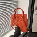 Bright orange quilted diamond lattice handbag with matching mini coin purse set - Orange