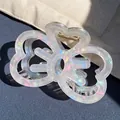 Iridescent butterfly hair claw clip with pearlescent resin finish and metal spring - Butterfly Shape Claw / Iridescent White