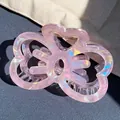 Iridescent pink bow claw clip with holographic resin and gold metal spring for hair - Butterfly Shape Claw / Pink Purple