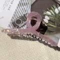 Pink pearlescent mermaid shark hair claw clip with holographic finish for women - Cross Twisted Large Claw / Lavender