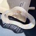 Large wavy hair claw clip with holographic white finish and minimalist resin design - Wavy Cloud Claw / Iridescent White