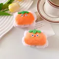 Muñequeras de felpa rosa para lavado facial con lindo personaje de naranja - Estilo Naranja