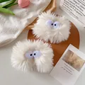 Cute white plush wristbands with big eyes for washing face and preventing water flow - White Plush Style