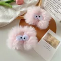 Cute pink plush wristbands with cartoon eyes for washing face and preventing water flow - Pink Plush Style
