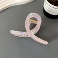 Large iridescent pale pink hair claw clip with pearlescent finish for women - Cross Twist Hair Claw / Colorful Pale Pink