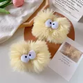 Cute yellow plush wristbands with cartoon eyes for face washing and wrist protection - Yellow Plush Style