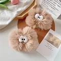 Cute khaki plush wristbands with 3D eyes for washing face, soft absorbent hair accessories - Khaki Plush Style