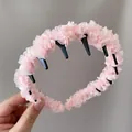 Serre-tête en tulle rose plissé avec dents pour filles, accessoire de cheveux doux - Bandeau Rose Plissé