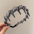 Grey silk fabric headband with inner teeth for volume, elegant hair accessory for women - Pearlescent Gray