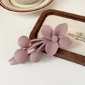Elegant Morandi pink flower hair clip with matte finish and stylish resin beads - Pale Purple Flower Hair Clip