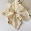 Elegant cream lace scrunchie with floral embroidery and wavy scalloped edges - Square Hair Tie Style / Off White
