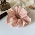 Rosa plissiertes Organza-Haargummi mit zartem weißem Spitzenbesatz für Damen - Zweierpack / Rosa