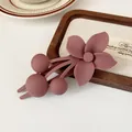 Morandi bean red flower hair clip with matte finish and duckbill grip for styling - Wine Red Flower Hair Clip