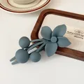 Grey-blue matte flower hair clip with berry detail in elegant Morandi style - Blue Floral Hair Pin