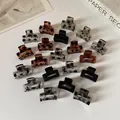 Rectangle hair claw clips set in leopard, marble, and tortoiseshell acetate patterns - Rectangle Style