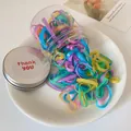 Colorful macaron hair rubber bands for kids in a clear jar with high elastic material - Spring Color Thickened