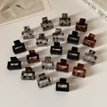 Assorted leopard print and solid color square mini hair claws set in various finishes - Square Style