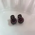Mini pinzas de pelo negras con diamantes de imitación rosas para peinados de mujer - Diamantes de Imitación Morados