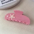 Chic pink acetate starfish hair claw clip with rhinestones for elegant styling - Starfish Hair Clip / Pink
