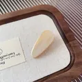 Creamy yellow acetate waterdrop hair clip with France Handmade gold lettering - Cream White Waterdrop Clip