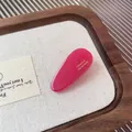 Sweet rose pink acetate teardrop hair clip with elegant golden France handmade text - Rose Red Waterdrop Clip