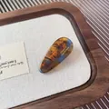 Elegant amber and cobalt blue marble acetate hair clip with gold handmade lettering - Blue Brown Waterdrop Clip