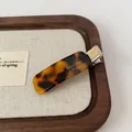 Elegant tortoiseshell acetate hair clip with golden Barrette La France engraving - Dark Tortoiseshell Duckbill Clip
