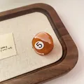 Brown amber textured acetate small hair claw clip with number 5 billiard ball design - Coffee 5