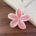 Elegant cream and pink plumeria hair claw clip for a stylish updo hairstyle - Pink with Beige Edge