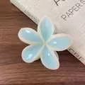 Sky blue plumeria flower hair claw clip with cream accents for elegant hairstyling - Blue with Beige Edge