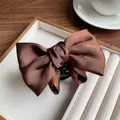 Elegant dark brown satin bow shark hair claw clip for women's hair styling - Coffee