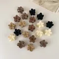 Matte flower hair claws in earthy Morandi colors like brown and cream white - Black Coffee Mixed Color Flower