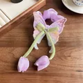 Chouchou enfant tulipe lavande et papillon avec broderie et détails de ruban - Papillon Tulipe (FS2516) / Violet