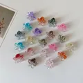Bunte Mini-Blumen-Haarklammern aus mattem Harz im Set für feines Haar bei Mädchen - Farbverlauf Frangipani