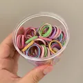 Kids elastic hair bands set in macaron colors featuring floral patterns in a clear jar - Flower Pattern / Medium / Colorful
