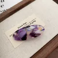 Vintage acetate oval hair clip in marble purple with handmade gold lettering - Purple Floral Oval