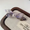 Elegant purple marble acetate bow hair clip with gradient finish and gold lettering - Smoky Purple