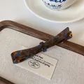 Minimalistische Haarspange aus Acetat mit Bernstein-Schildpattmuster und Federverschluss - Blau Braun Federclip