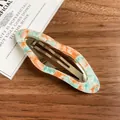 Marbled orange and blue acetate hair clip with elegant silver metal BB grip - Orange Cloud Snap Clip